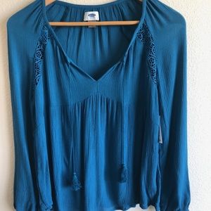 Blue Peasant Style Top